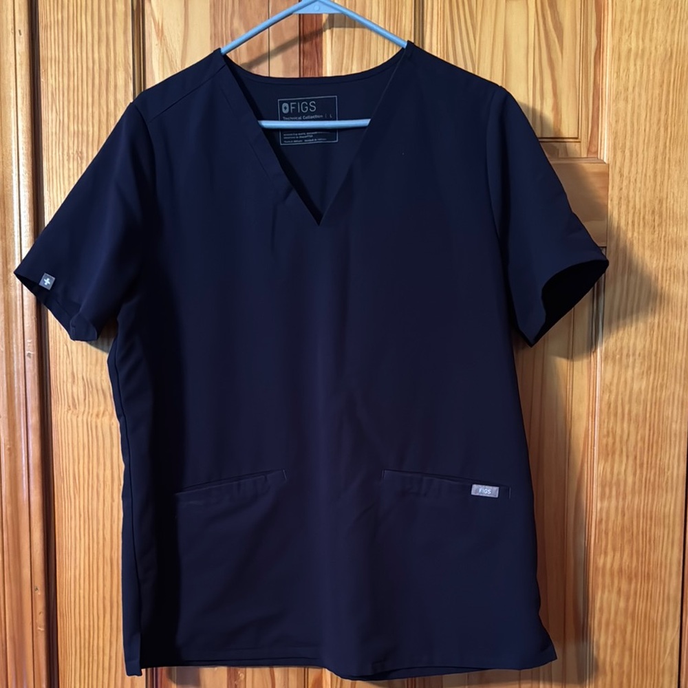 Figs Deep Blue V-Neck Scrub Top